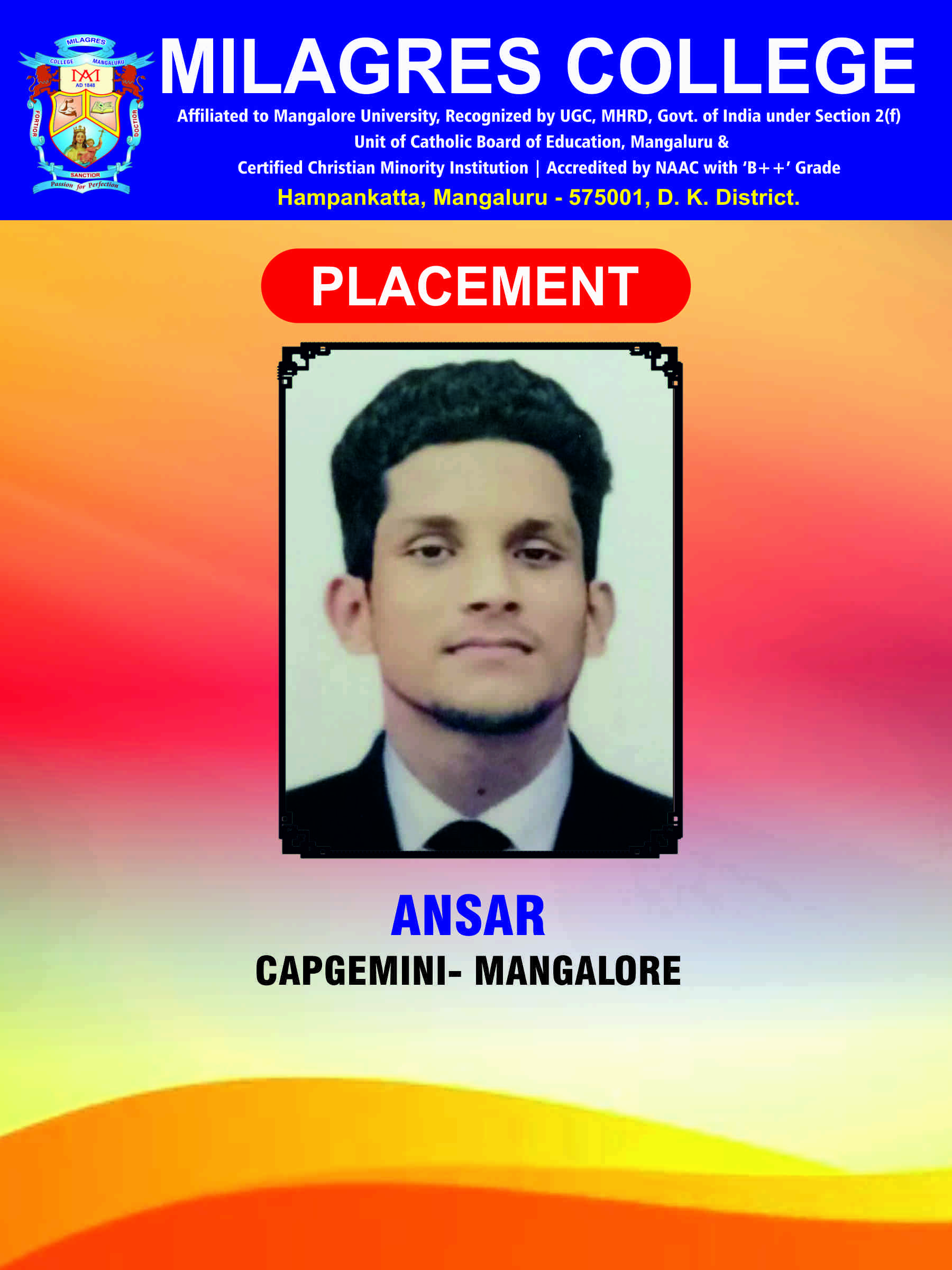 Successfully placed student